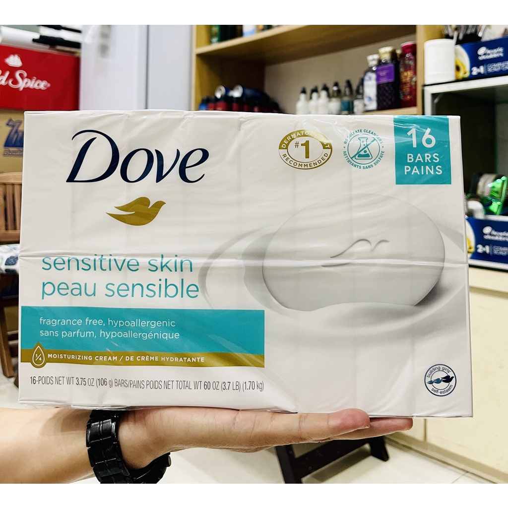 XÀ BÔNG CỤC TINH CHẤT DƯỠNG ẨM CAO DOVE BEAUTY BAR WHITE MORE MOISTURIZING THAN BAR SOAP - 1 cục 106gram từ mỹ
