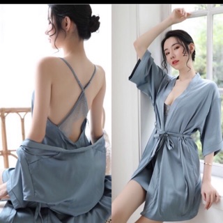 Váy ngủ chất liệu satin lụa ren hàng nhập