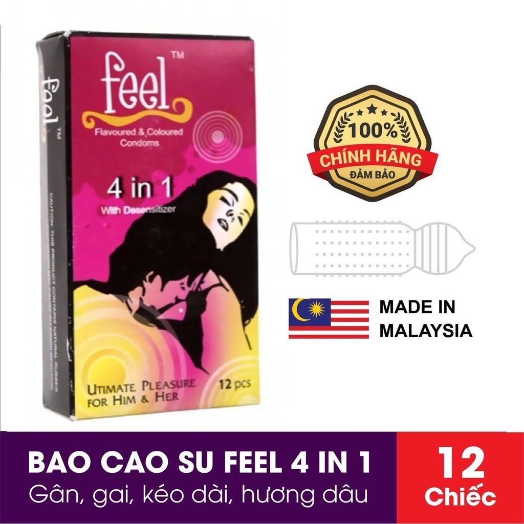 Bao cao su Gân gai Kéo dài thời gian Feel 4in1 Malaysia