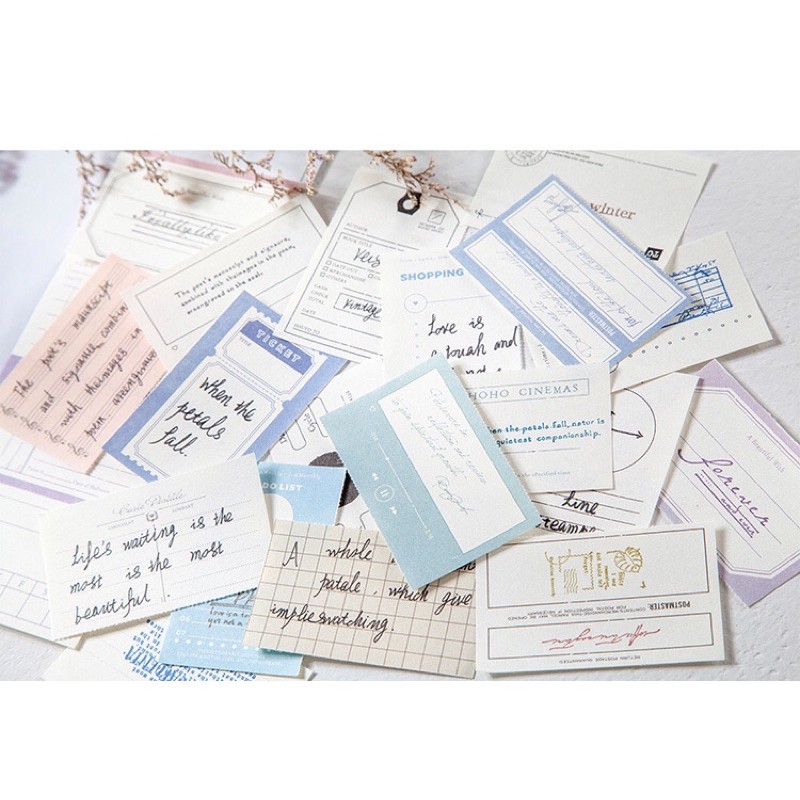Tập 4x3 kiểu giấy note, giấy nền, nhãn vở retro vintage - Giấy nhớ giấy ghi chú cổ điển Âu cổ dạng vé ticket