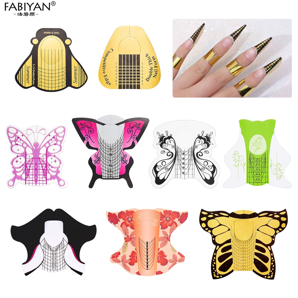 100 Miếng dán hỗ trợ nối dài móng tay FABIYAN tùy chọn kiểu dáng tiện lợi