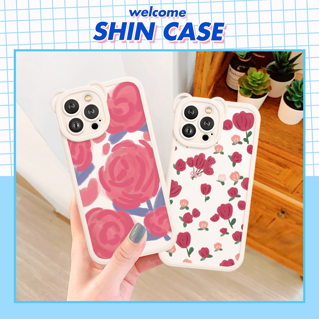 Ốp lưng iphone camera gấu Hoa Hồng 6/6plus/6s/6splus/7/7plus/8/8plus/x/xs/11/12/13/14/pro/max/promax/plus/shin/case