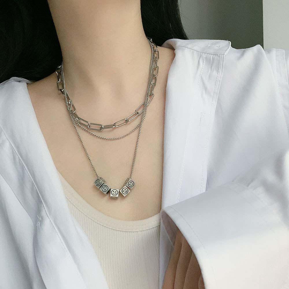 QQMALL Vòng cổ Tình Bạn Mặt Khối Lập Phương Vận Chuyển Sáng Tạo