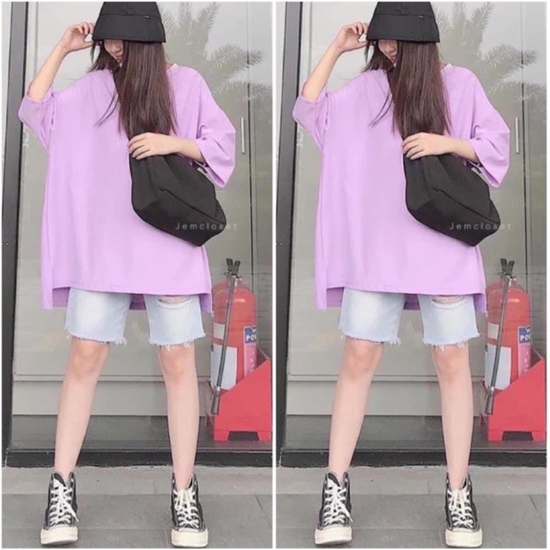 Áo thun trơn nam nữ xẻ vạt giá rẻ form rộng oversize kiểu hàn quốc unisex cao cấp DUKO FASHION AT28