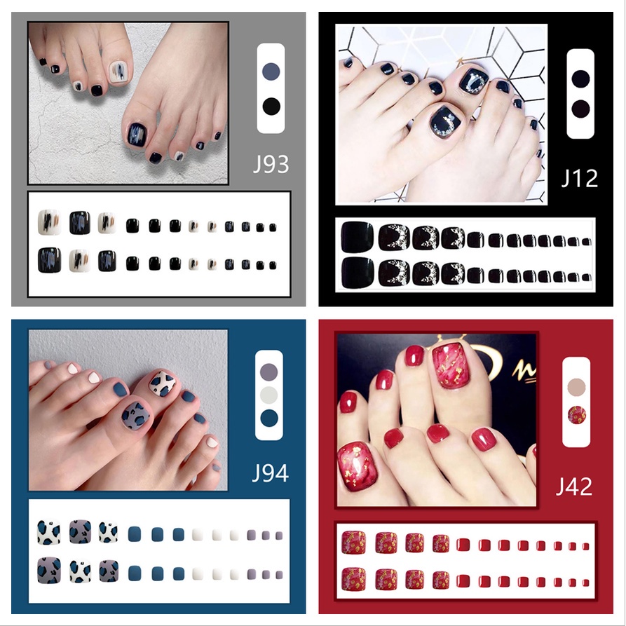 [Hàng mới về] Set 24 Móng Chân Giả Kèm Keo Dán