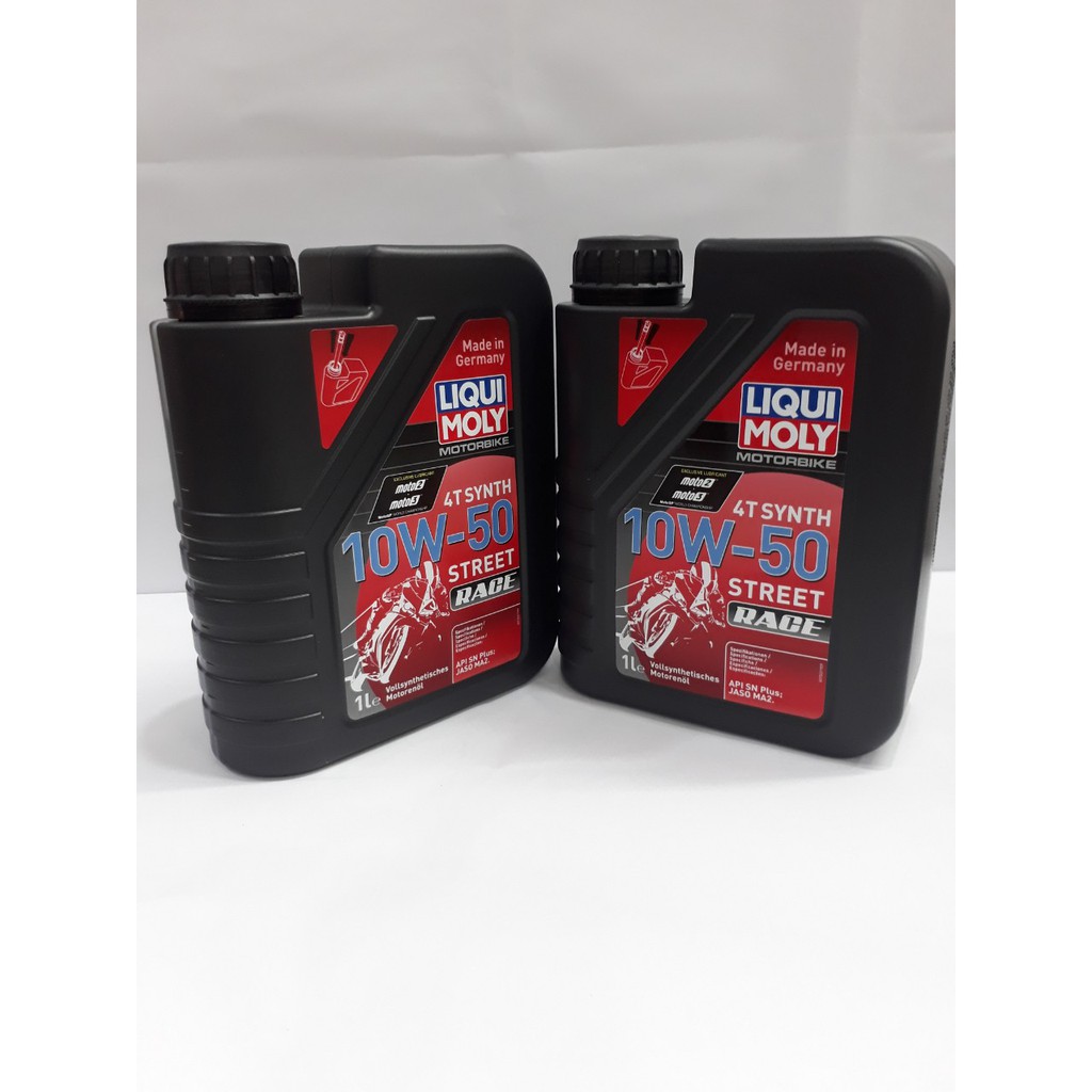 Nhớt Xe Số Tổng Hợp Toàn Phần Liqui Moly STREET RACE 4T SYNTH 10W50 SN PLUS Nhập Khẩu Đức-Tặng Chà Sên 3D Và Bọc Chân Xe