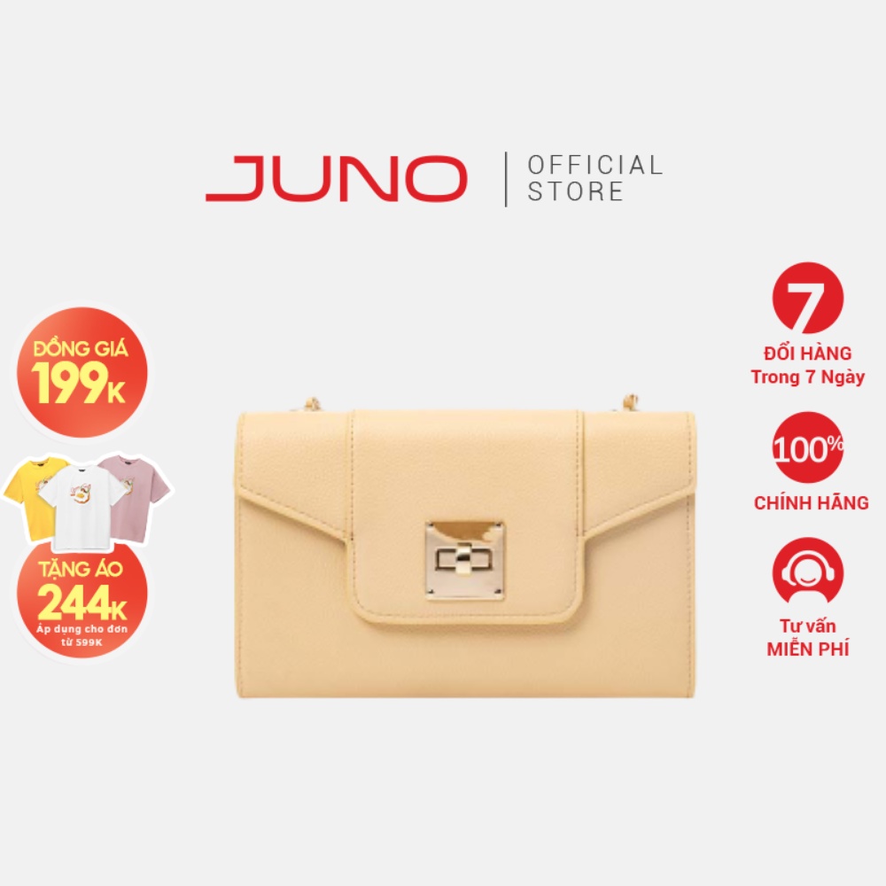 Ví Nữ Cầm Tay Thời Trang JUNO Da Trơn Nắp Cách Điệu Kèm Dây VI165