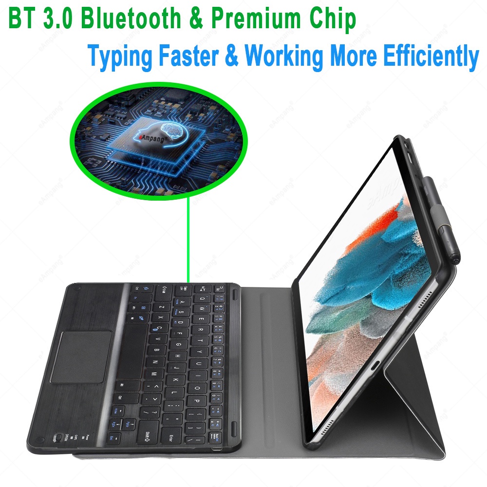 Bao Da Máy Tính Bảng Tích Hợp Bàn Phím Và Chuột Cho Samsung Galaxy Tab A8 10.5 2021 SM-X200 SM-X205