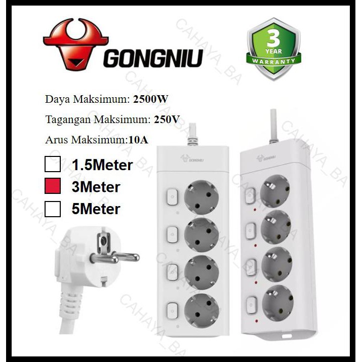 Ổ Cắm Điện Gongniu G3040 4 Lỗ 3 Mét Pl359