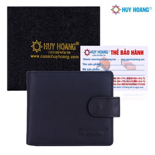 Ví nam da bò bấm nút màu đen huy hoàng ls2142