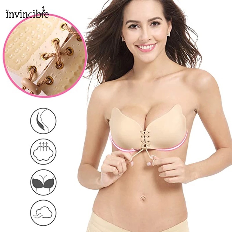 Áo Ngực Không Dây Bằng Silicone Màu Trơn Chống Thấm Nước Nhiều Kích Cỡ