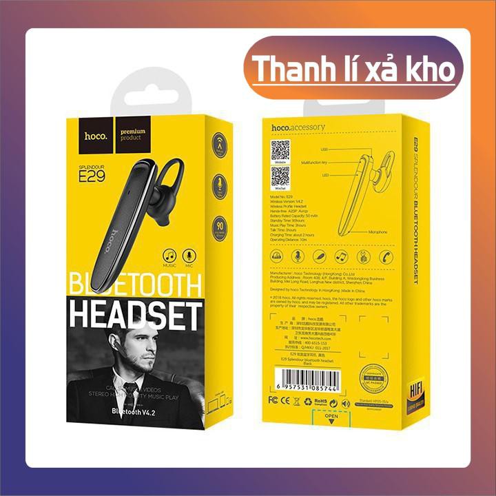 TAI NGHE BLUETOOTH CÀI TAI DÀI | Tai Nghe HOCO E29 | 100% Chính Hãng |19005 KUN