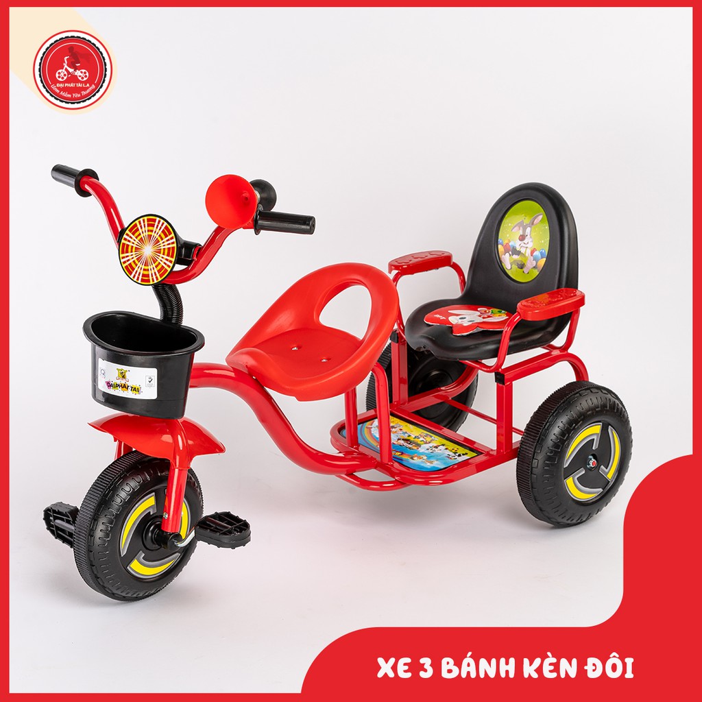 Xe đạp 3 bánh trẻ em ghế đôi Đại Phát Tài - dành cho trẻ từ 3 đến 5 tuổi - 1103XKD