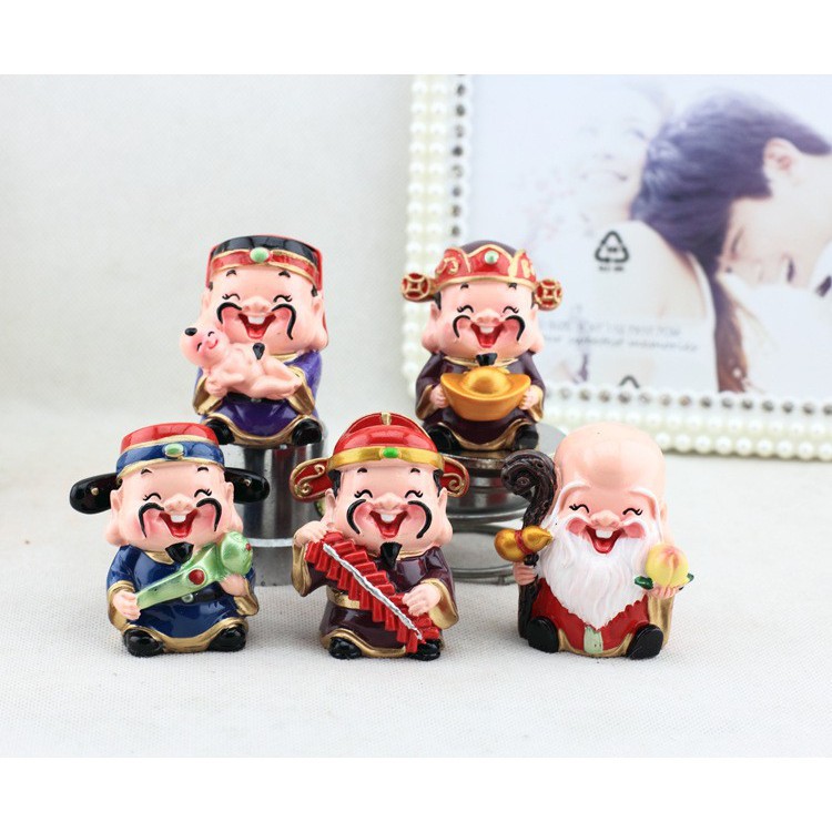 Bộ 5 Tương Ông Thần Tài May Mắn- Set 5 Tượng Thần Tài Bày Taplo Ô Tô, Bàn, Tủ,Tặng Tân Gia-Hàng Cao Cấp Hàng Mới Về