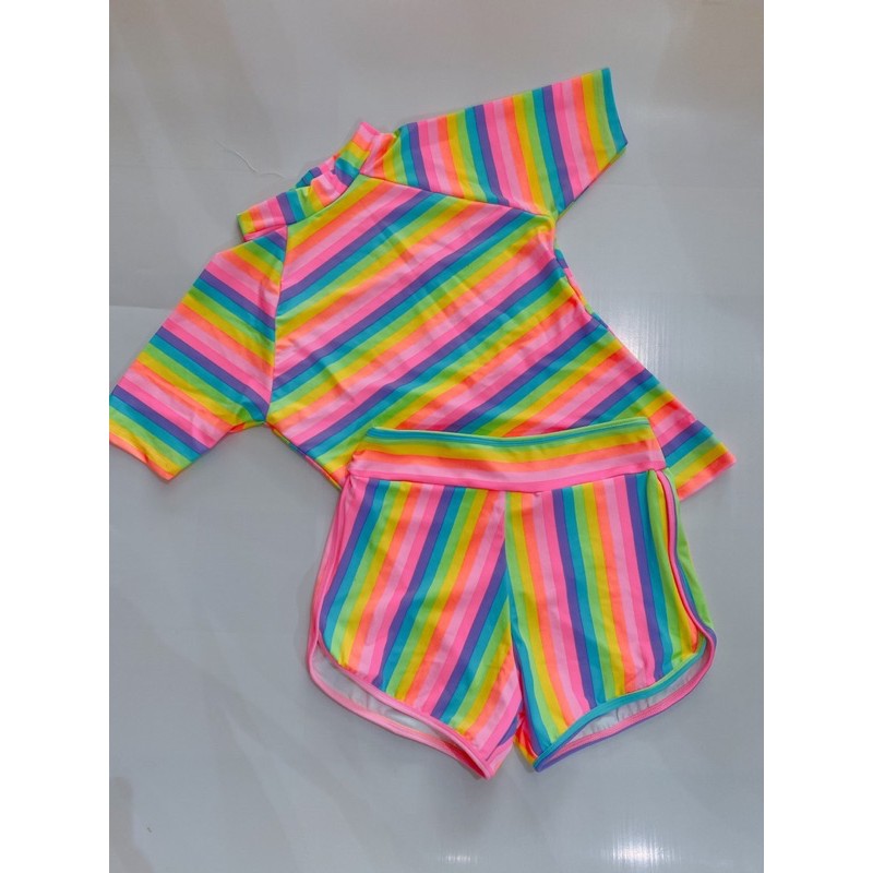 Đồ bơi nữ, bộ bơi quần đùi + áo tay ngăn nhiều màu - Set bơi, đồ đi biển