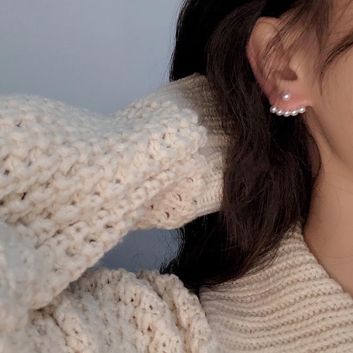 Bông Tai Hình Quạt Đính Ngọc Trai Nhân Tạo Thời Trang 2022 Cho Nữ