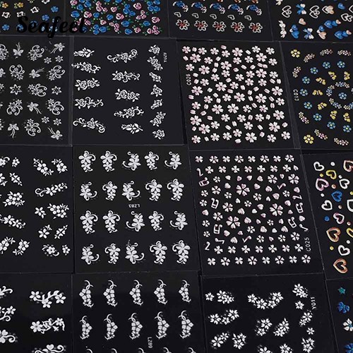 [Hàng mới về] Set 30 tờ hình dán trang trí móng nghệ thuật 3D nhiều màu sắc