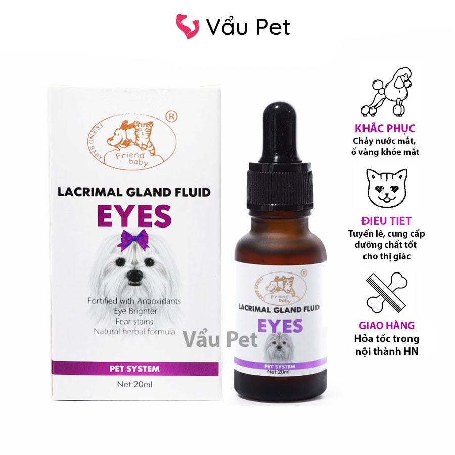 Siro uống hỗ trợ làm giảm chảy nước mắt, giảm ố lông cho chó mèo Lacrimal Gland Fluid Eyes Pet System 20ml