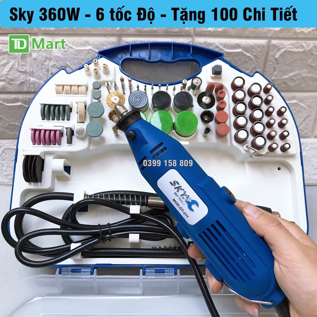 Bộ Máy Khoan Mài Cắt Khắc Cầm Tay Đa Năng SKY 360W Tặng 100 chi tiết phụ kiện