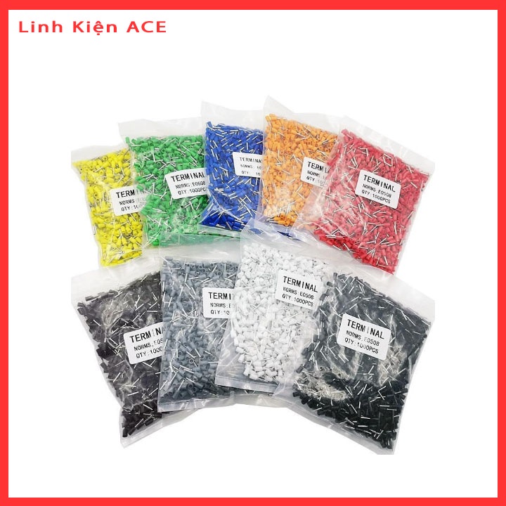 Đầu cos pin rỗng E dùng cho dây điện từ 0.5mm2 - 16mm2