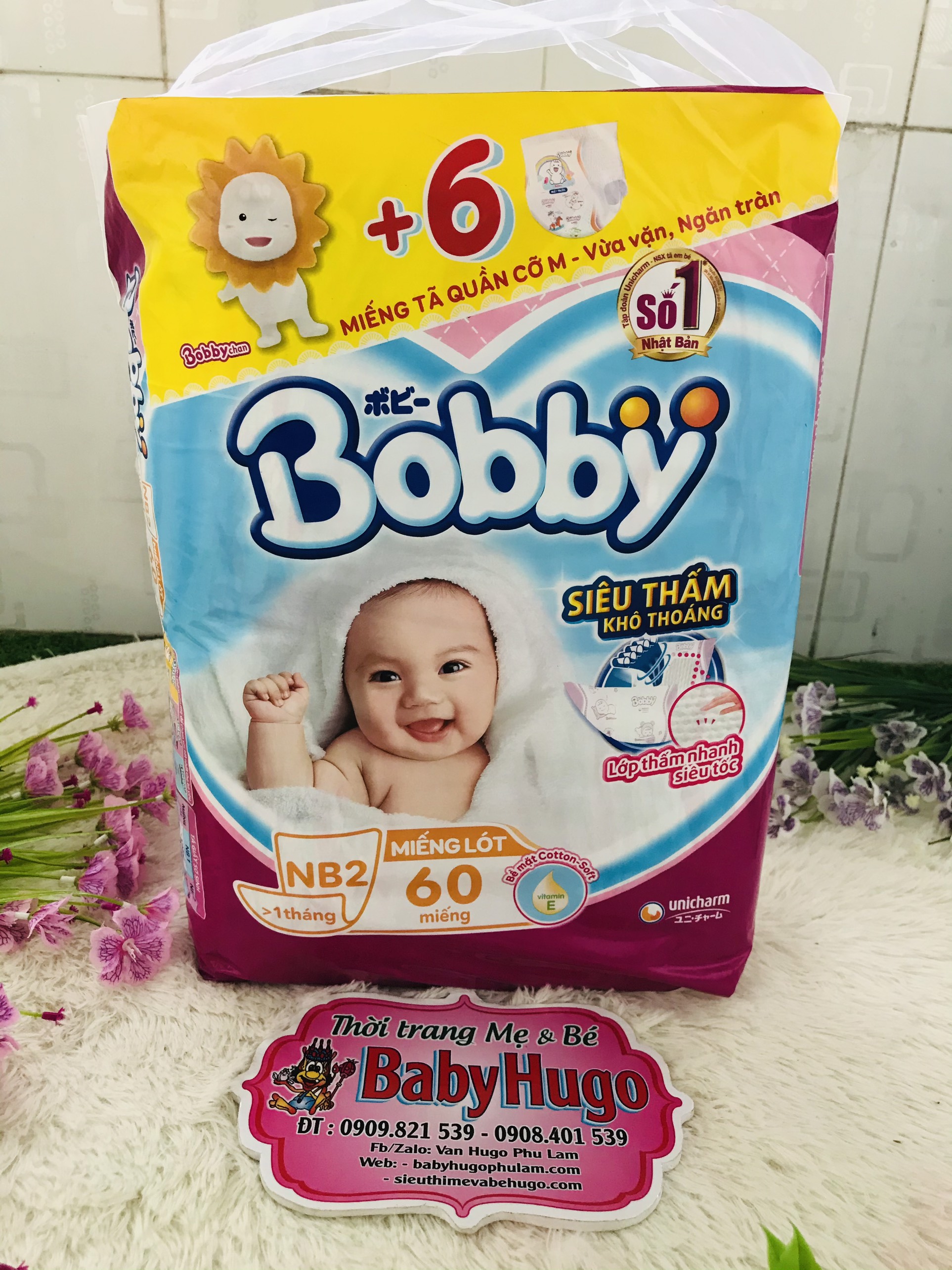 [Tặng 6 miếng] Miếng Lót Sơ Sinh Bobby Nb2 60Miếng