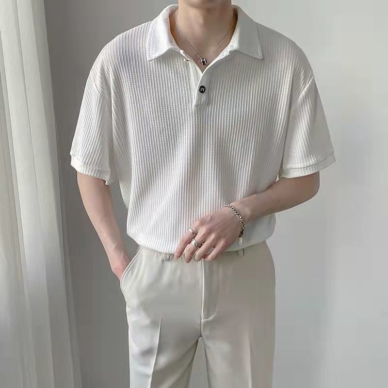 Áo Thun Nam Ngắn Tay Cổ Polo Phong Cách Hàn Quốc 2 Màu