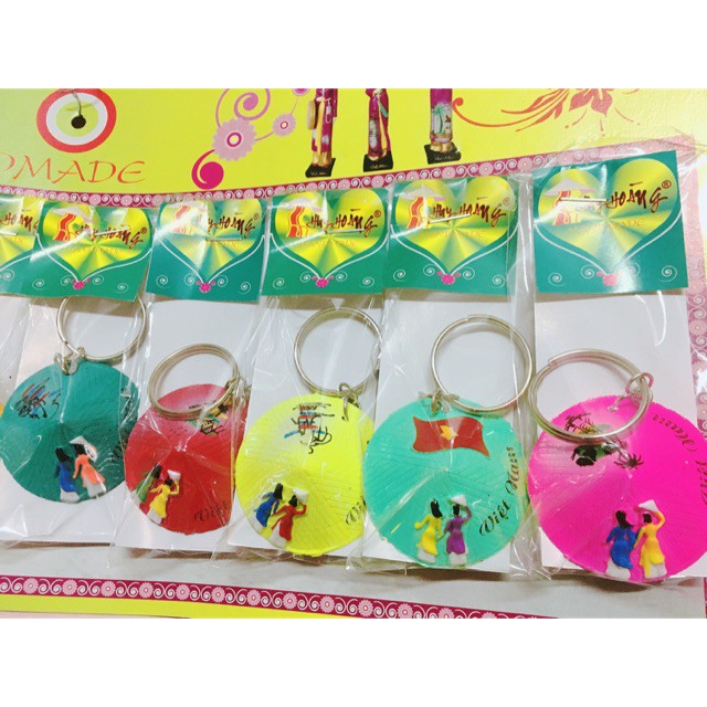 Vỉ 10 cái móc khóa hình chiếc nón lá Việt Nam - Size lớn - 5cm