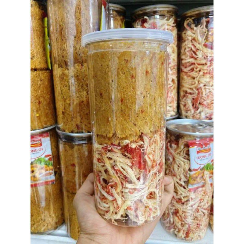 sỉ 10 hủ pet 300gr mực mix vị