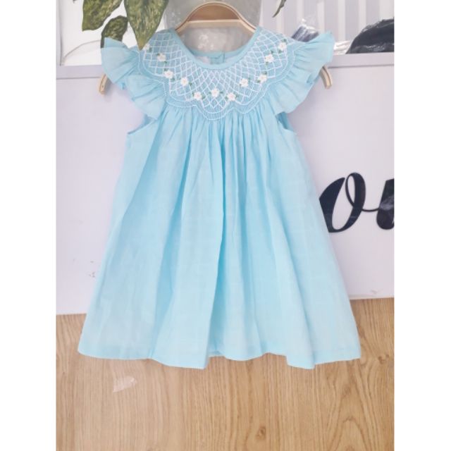Váy smock xanh