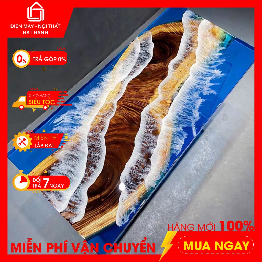 Mặt bàn Resin- Bàn chữ nhật gỗ me tây, Epoxy độc đáo