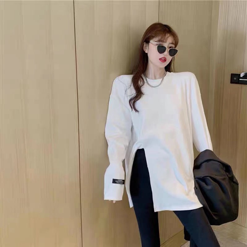 Jiashucheng Áo Nỉ Dài Tay Xẻ Tà Phong Cách Đức Thời Trang