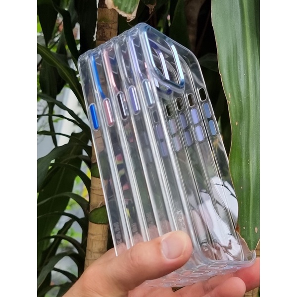 Ốp lưng X&amp;M trong suốt vành camera màu bọc nhôm cho iPhone 13, 13 Pro, 13 Pro Max trong cứng viền màu chống ố cao cấp