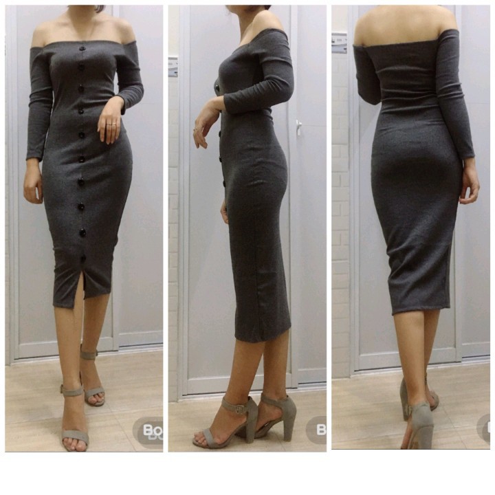 LH03 - Váy Body Trễ Vai Nút Giữa | BigBuy360 - bigbuy360.vn