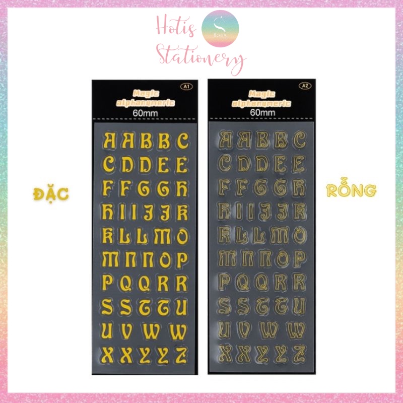 [HOTIS] Sticker chữ in hoa/ thường màu vàng bạc ánh kim trang trí sổ bullet journal