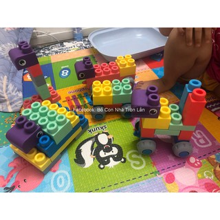 LEGO DẺO KÍCH THƯỚC SIÊU TO CHO BÉ - thùng nhựa đựng 50 miếng hộp nhựa - BỘ XẾP HÌNH DẺO - Chất liệu SILICON ABS an toàn