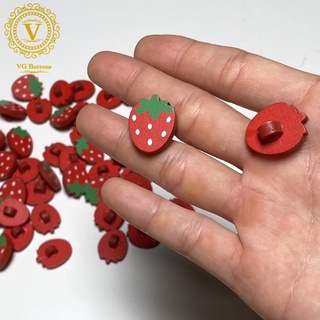 Cúc gỗ, nút gỗ handmade cúc hình trái dâu tây 21mm