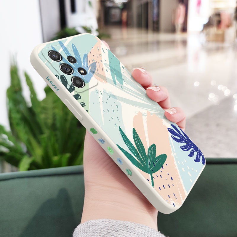 Ốp Điện Thoại Bằng Silicon Họa Tiết Lá Cho Samsung Galaxy A73 A53 A33 A23 5G