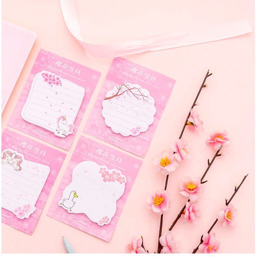 Tập giấy ghi chú note hoa anh đào kiểu dáng xinh xắn Canarystore54