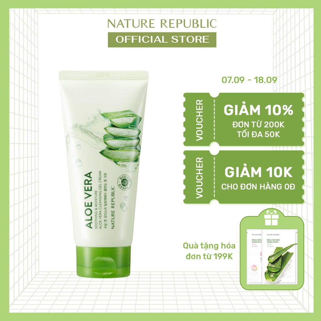 Nature Republic Kem tẩy trang Soothing & Moisture Aloe Vera Cleansing Gel Cream 150ml