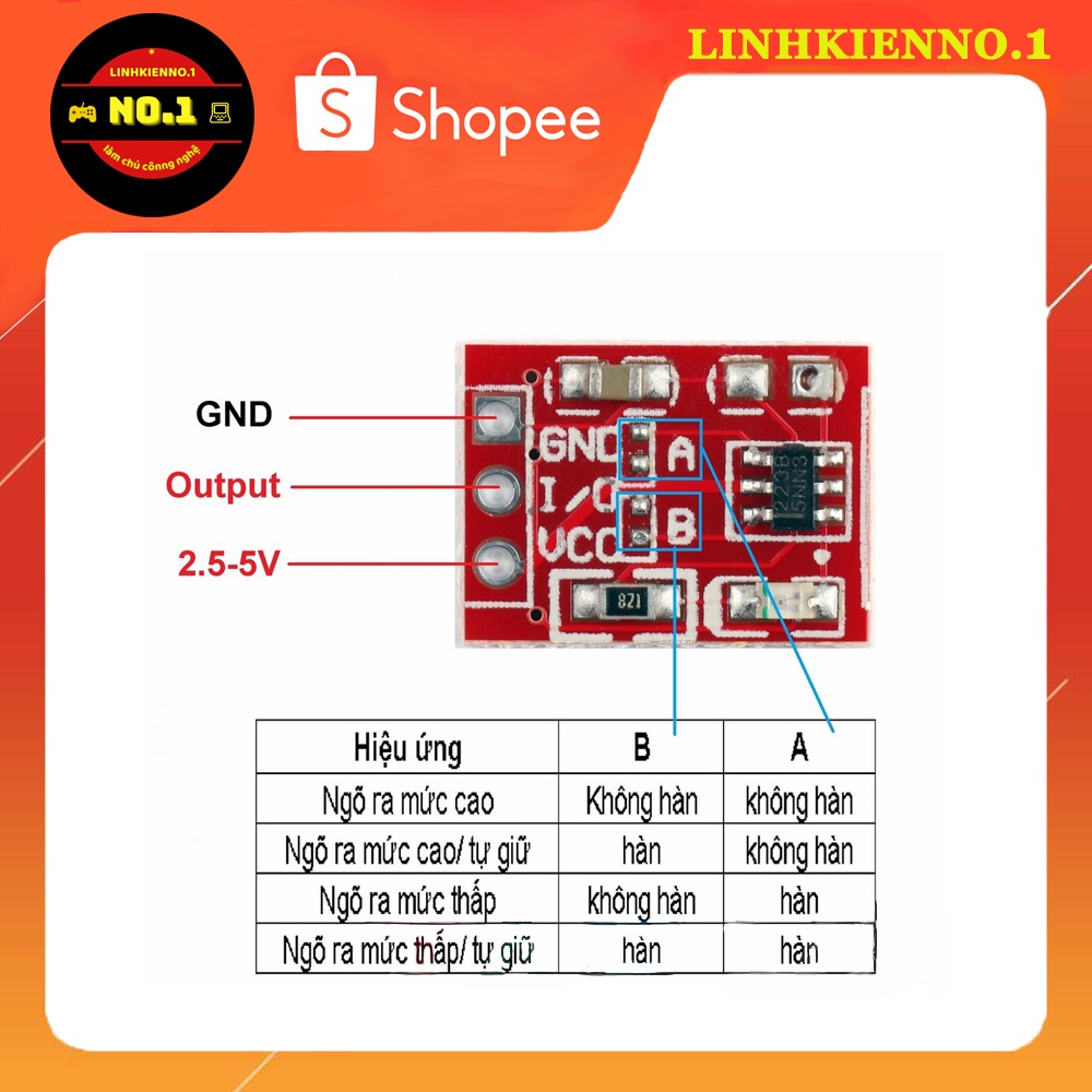 Cảm biến chạm công tắc cảm ứng mini TTP223