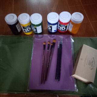 Combo sơn 3D, cọ, bút tỉa, phấn tiên, giấy mĩ thuật, giấy sần