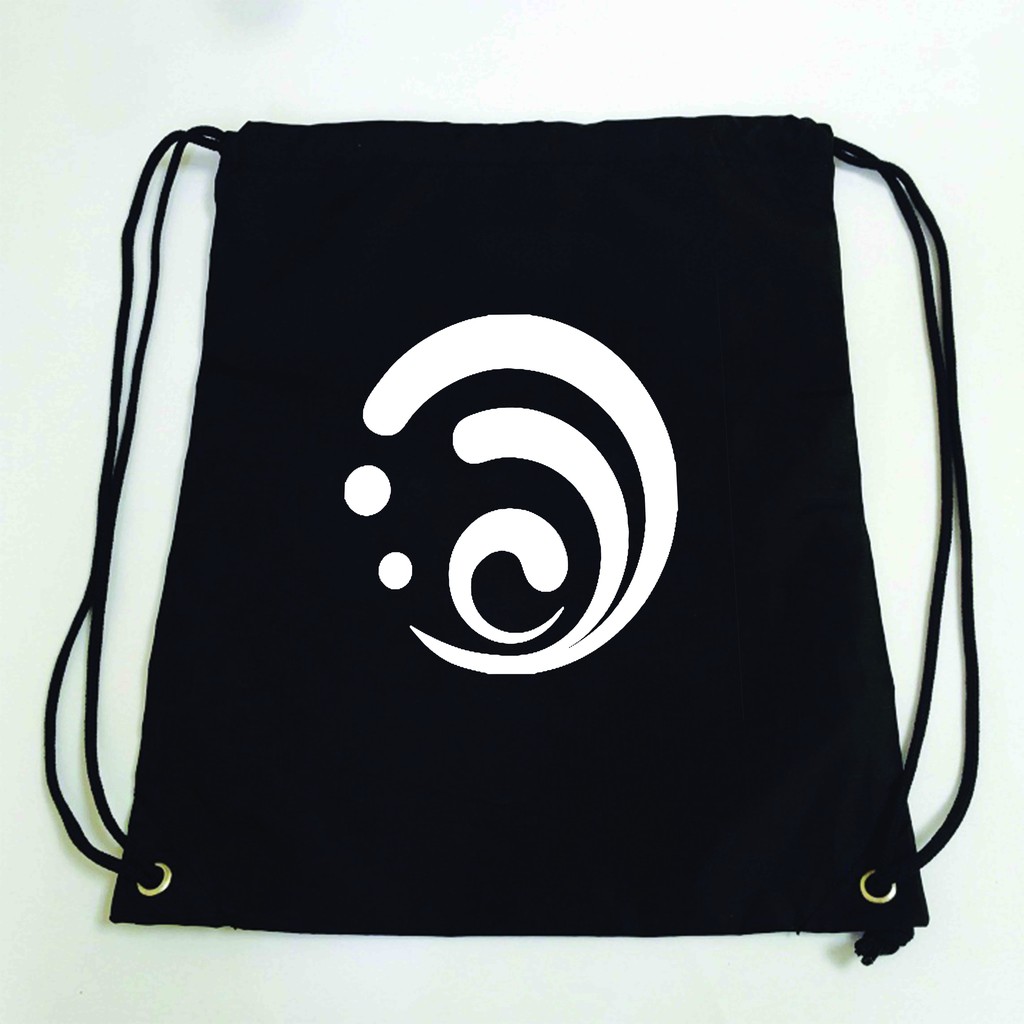 Balo dây rút đen in hình NGUYÊN TỐ VISION GENSHIN IMPACT game anime chibi túi rút đi học xinh xắn thời trang M3