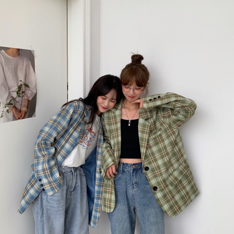 (Hàng Đẹp)Ảnh thật 4 hình cuối-HC317.Áo blazer kẻ caro xuân hè phiên bản mới Hàn Quốc | BigBuy360 - bigbuy360.vn