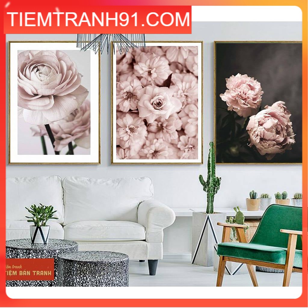 Bộ 3 TRANH TREO TƯỜNG PHÒNG NGỦ 🍀TIỆM TRANH 91🍀 16 Mẫu tranh canvas hoa lá trang trí phòng ngủ, đặt in theo mẫu yêu cầu