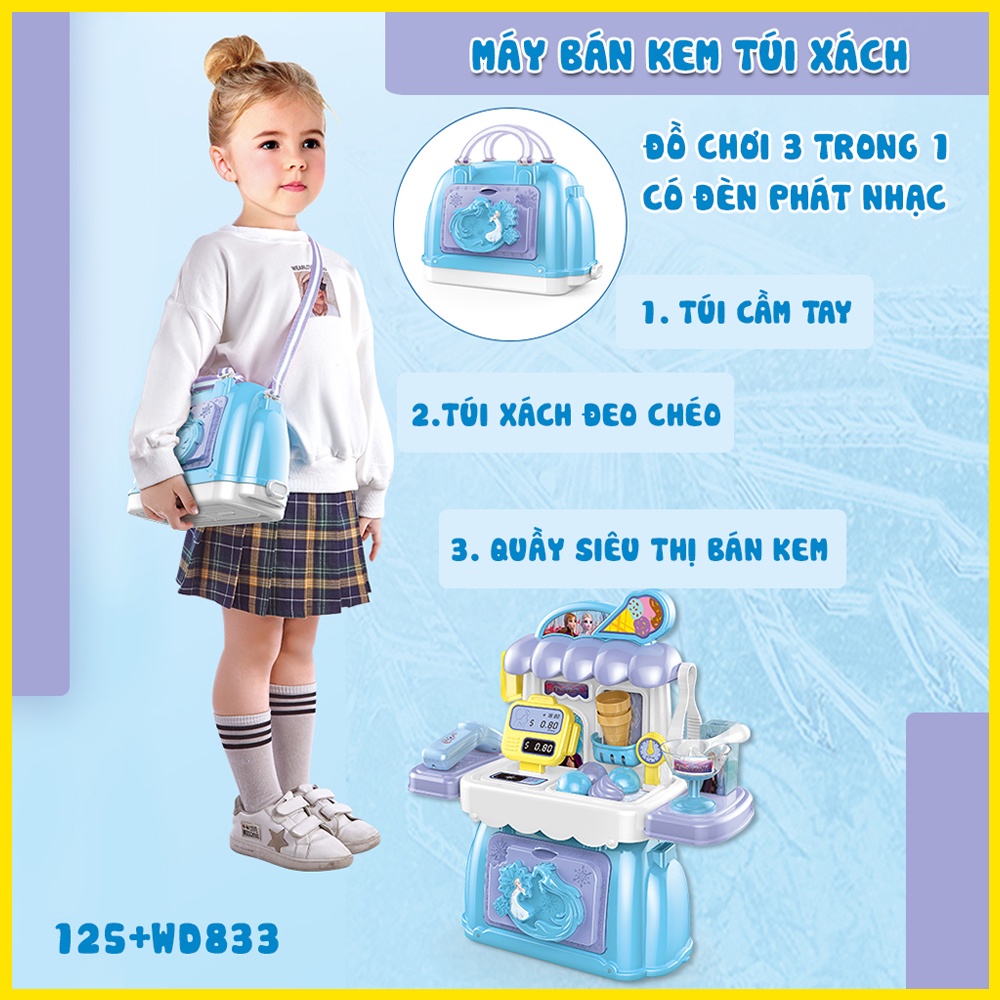 Túi xách bán kem elsa cho bé, vali bán kem tiện lợi cho bé mang đi chơi