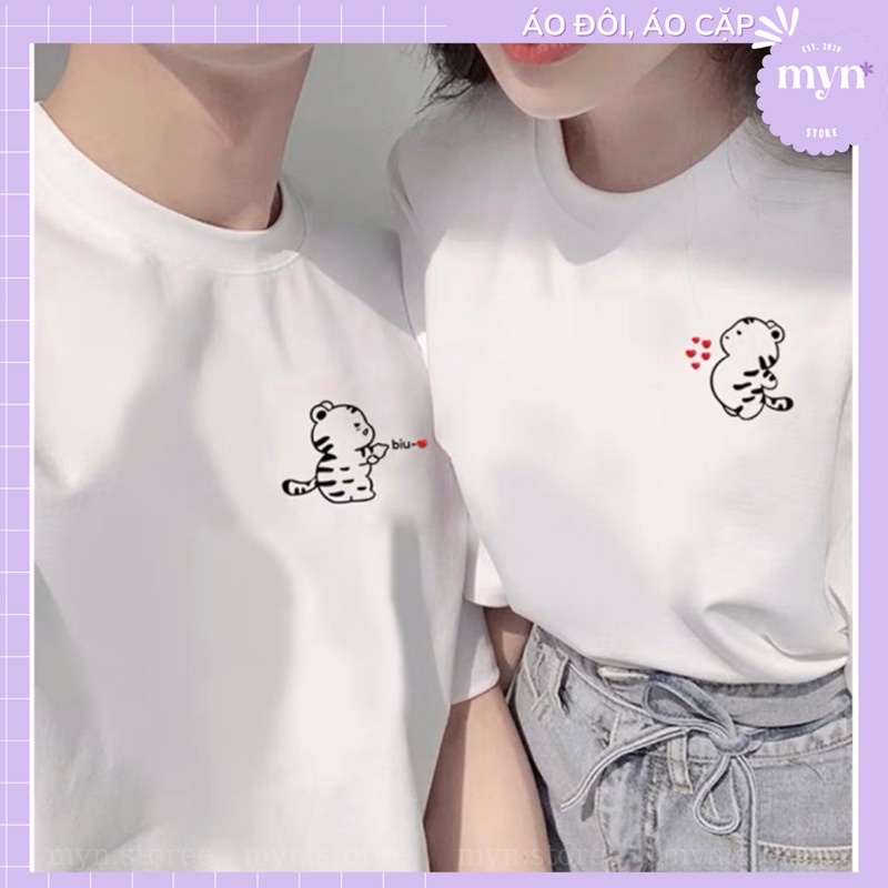 Áo phông cặp Áo đôi Unisex tay lỡ chất liệu cotton thun co giãn nhẹ mặc siêu thoáng mát