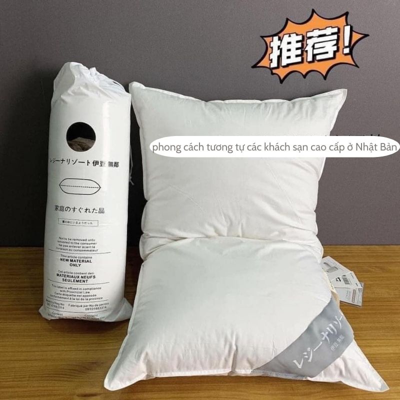 Ruột gối bông lông vũ Nhật Bản lõi mềm kháng khuẩn không mùi kích thước 50x70 cm giúp ngủ ngon giấc XIAOMIMI D1.110