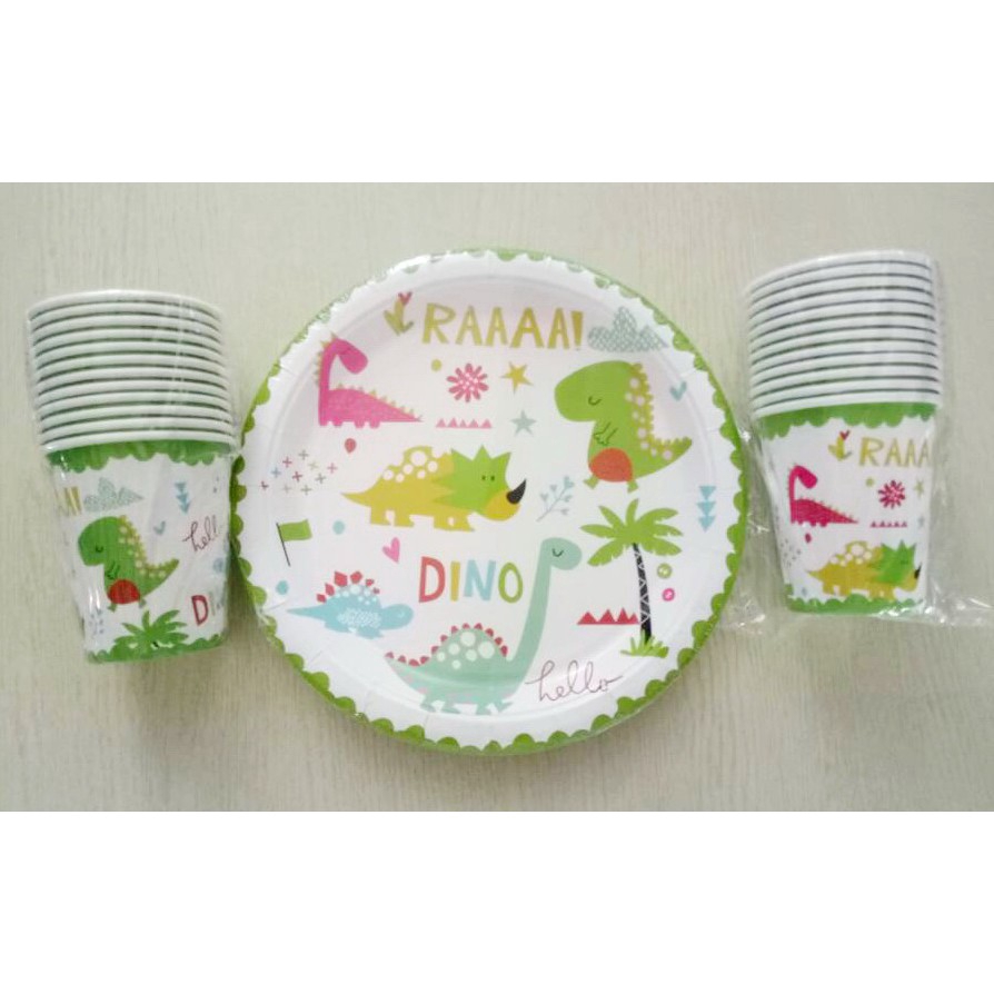 Set 6 Cốc Giấy Dùng Một Lần In Hình Khủng Long Dành Cho Tiệc Sinh Nhật