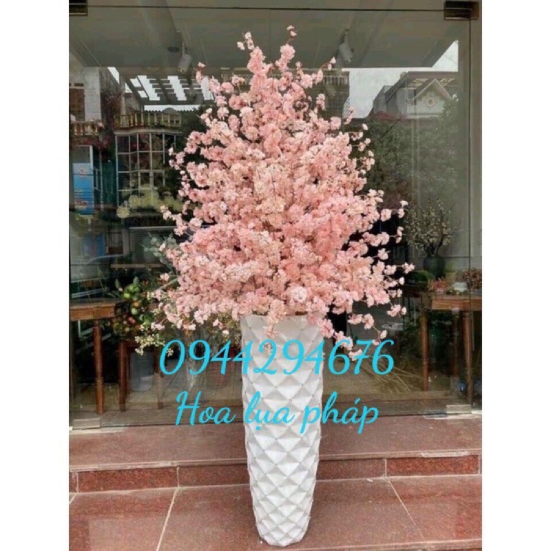 cành hoa tử vi - anh đào cao 105cm - hoa lụa hoa giả trang trí