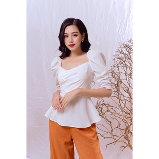 [SALE Ế SIZE S] Áo kiểu cổ vuông chéo dáng peplum Aholic A2749